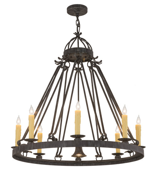 Meyda Tiffany 117730 Nine Light Chandelier, Antique Iron Gate