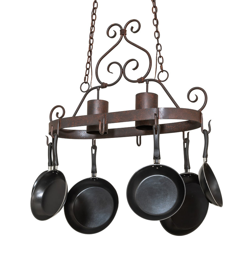 Meyda Tiffany 118972 Two Light Pot Rack, Rusty Nail