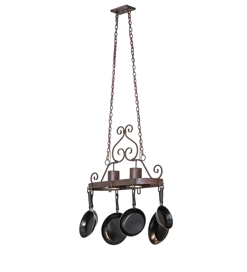 Meyda Tiffany 118972 Two Light Pot Rack, Rusty Nail