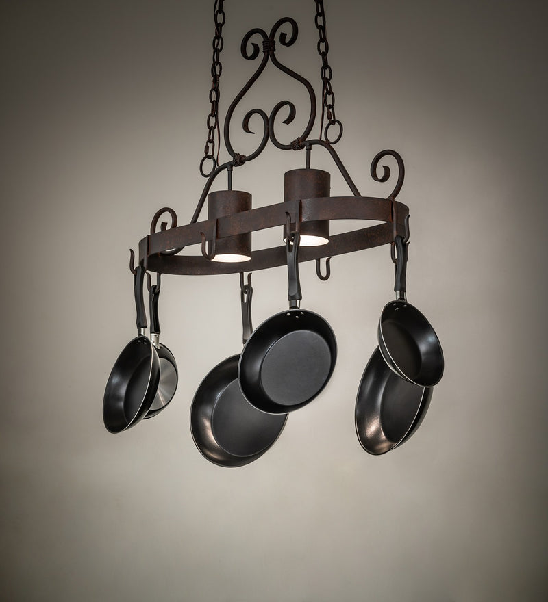 Meyda Tiffany 118972 Two Light Pot Rack, Rusty Nail