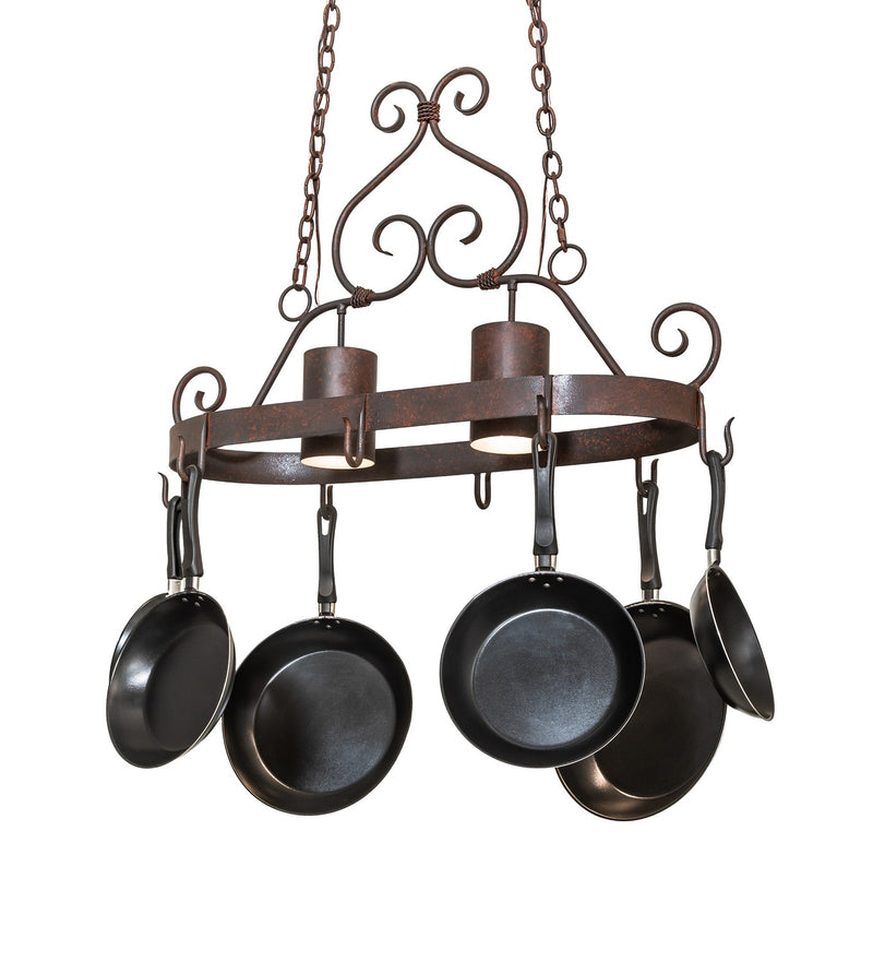 Meyda Tiffany 118972 Two Light Pot Rack, Rusty Nail