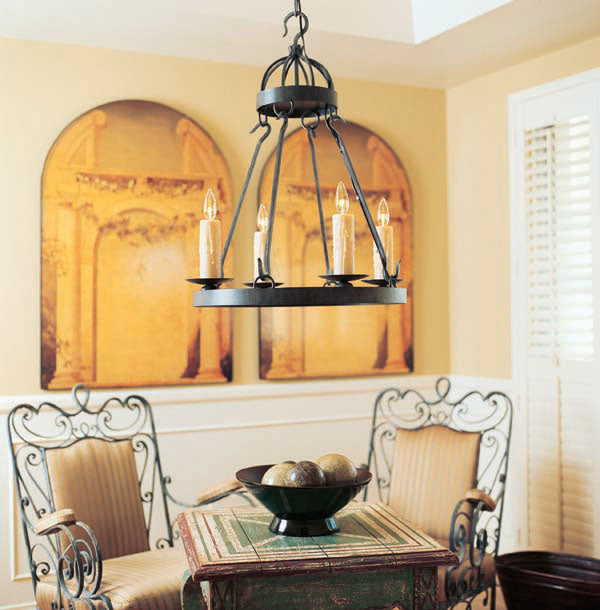 Meyda Tiffany 119761 Four Light Chandelier, Antique Iron Gate