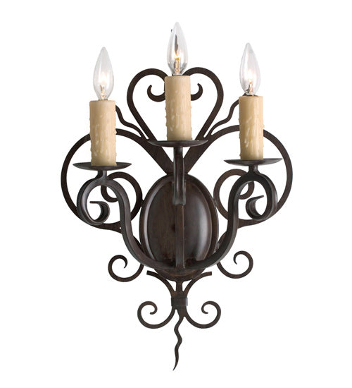 Meyda Tiffany 120138 Three Light Wall Sconce, Rustic Iron