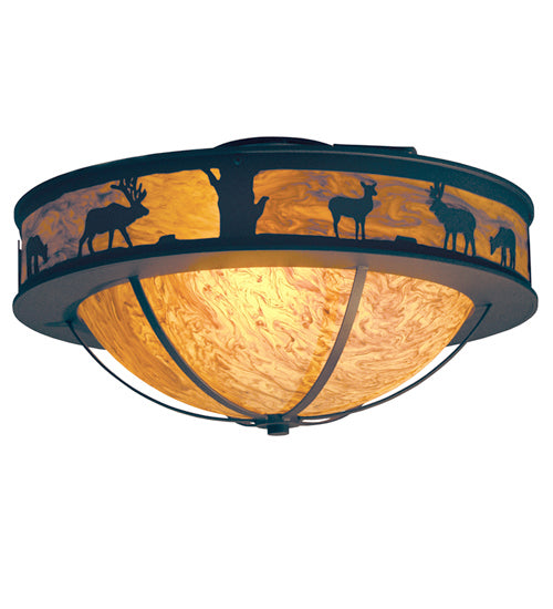 Meyda Tiffany 120166 Three Light Flushmount, Rusty Nail