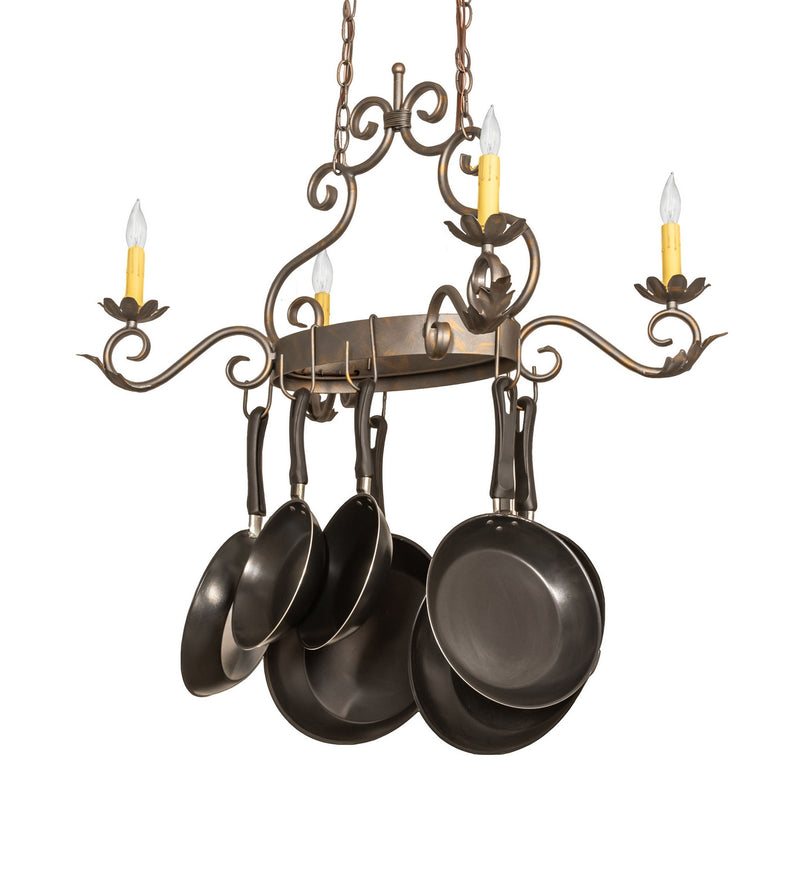 Meyda Tiffany 120245 Four Light Pot Rack, French Bronze