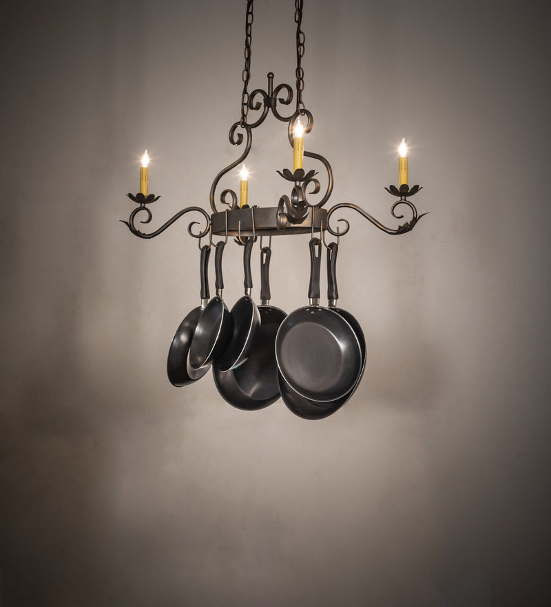 Meyda Tiffany 120245 Four Light Pot Rack, French Bronze