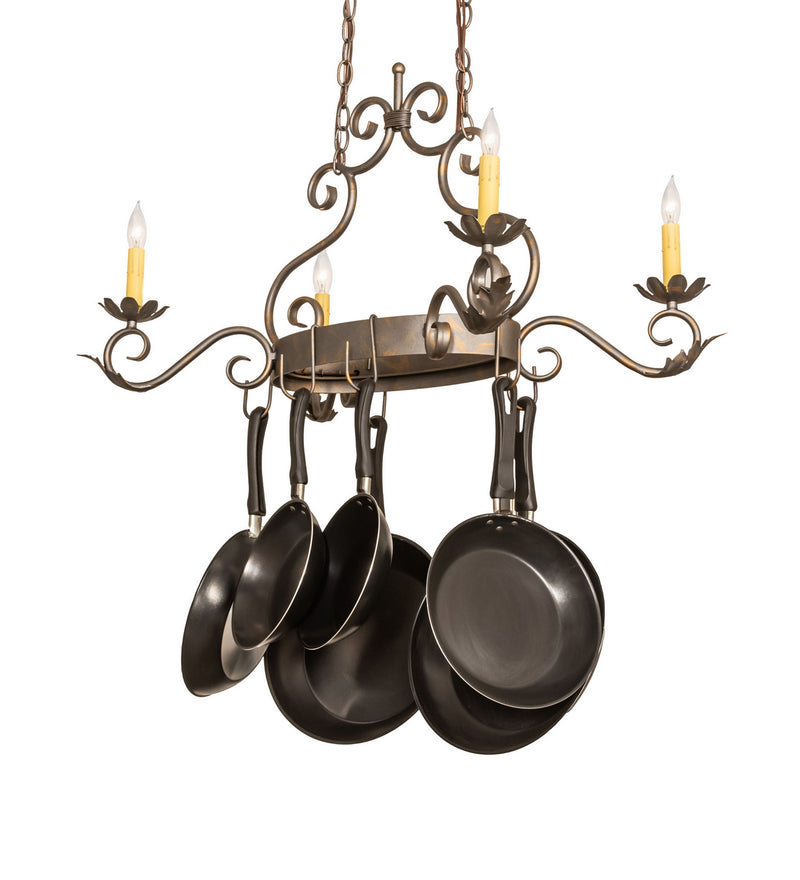 Meyda Tiffany 120245 Four Light Pot Rack, French Bronze