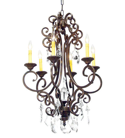 Meyda Tiffany 120268 Six Light Chandelier, Gilded Tobacco