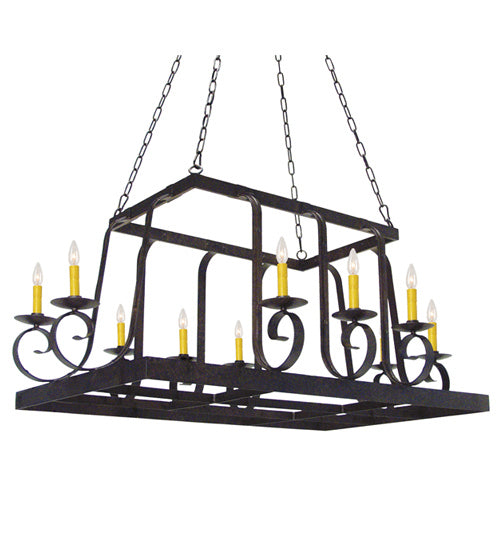 Meyda Tiffany 120272 Ten Light Pot Rack, Chestnut