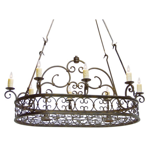 Meyda Tiffany 120277 Ten Light Pot Rack, Gilded Tobacco