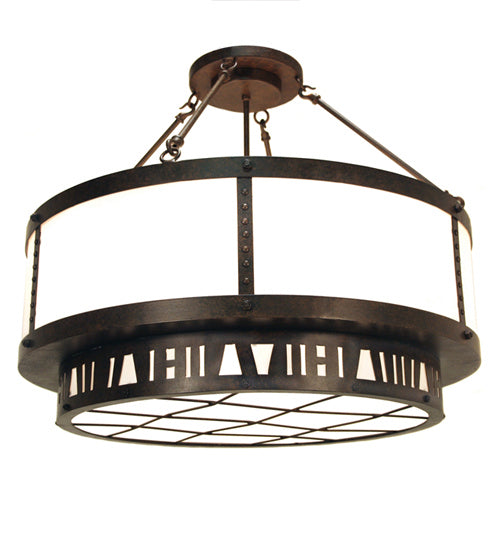 Meyda Tiffany 120287 Six Light Semi-Flushmount, Gilded Tobacco