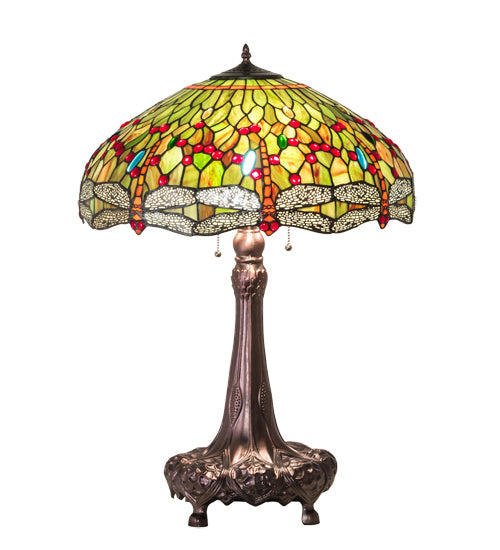 Meyda Tiffany 129745 Three Light Table Lamp, Mahogany Bronze