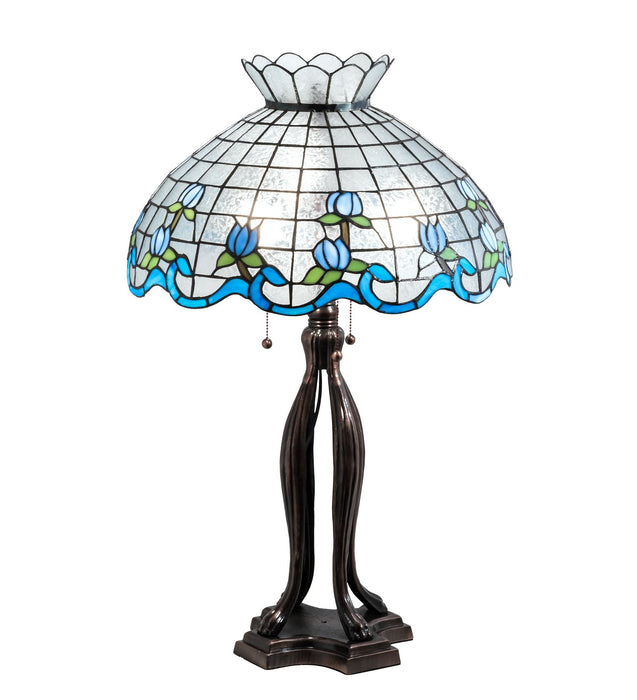 Meyda Tiffany 140466 Three Light Table Lamp, Mahogany Bronze