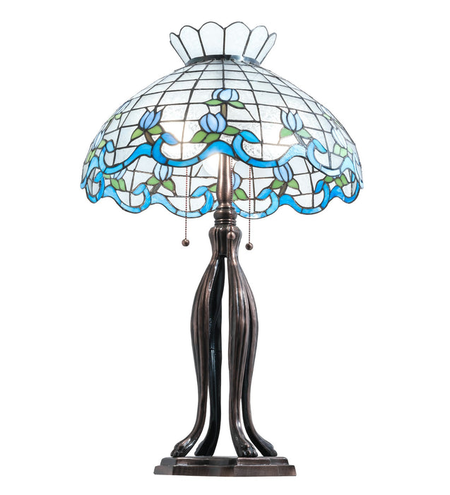 Meyda Tiffany 140466 Three Light Table Lamp, Mahogany Bronze
