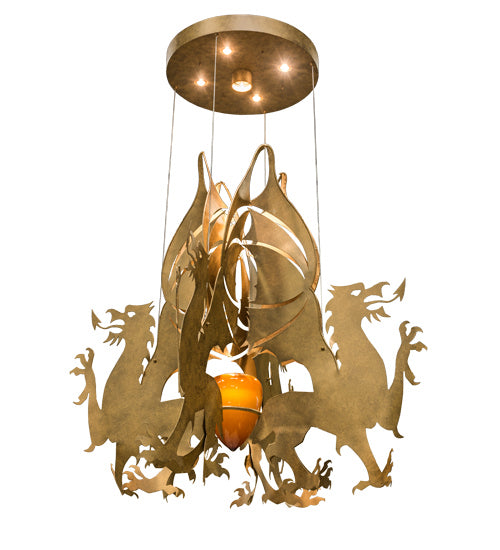 Meyda Tiffany 142893 Five Light Pendant, Sahara Gold Dabbed Gold