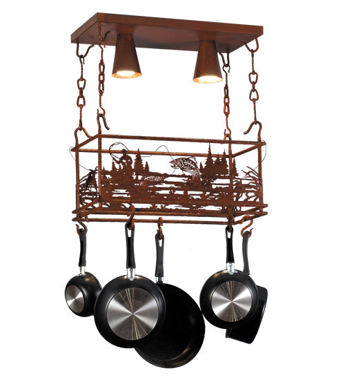 Meyda Tiffany 143744 Two Light Pot Rack, Rust