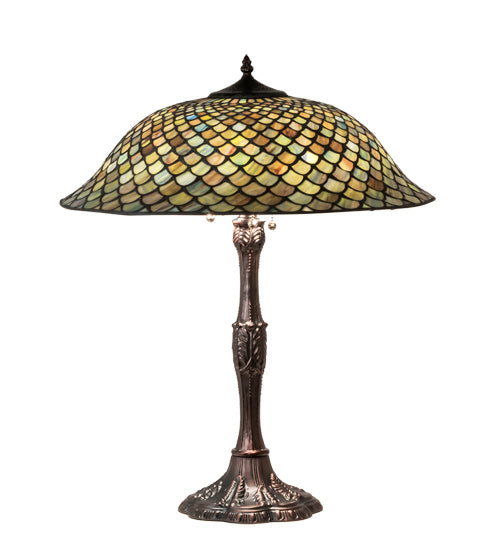 Meyda Tiffany 147470 Three Light Table Lamp, Mahogany Bronze