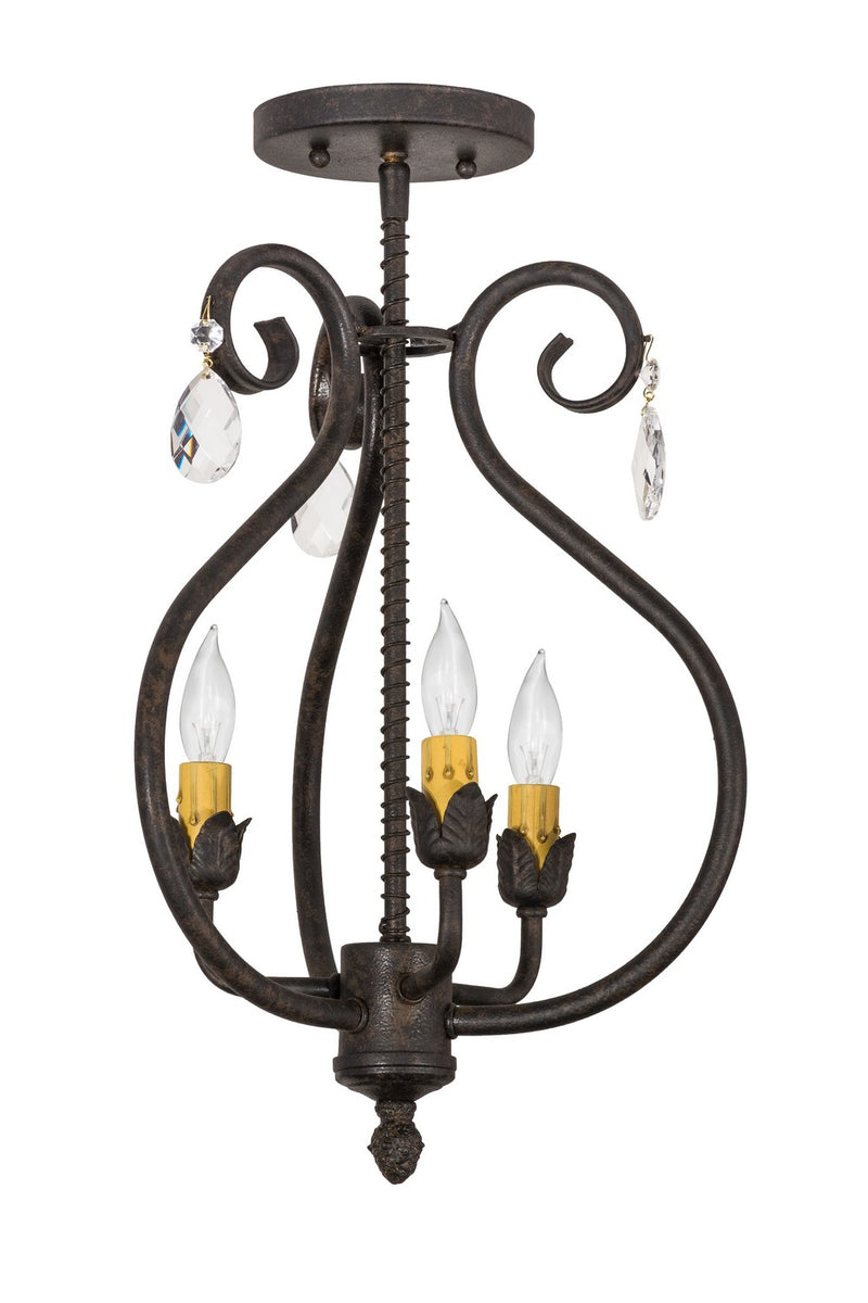Meyda Tiffany 157891 Three Light Chandelier, Chestnut