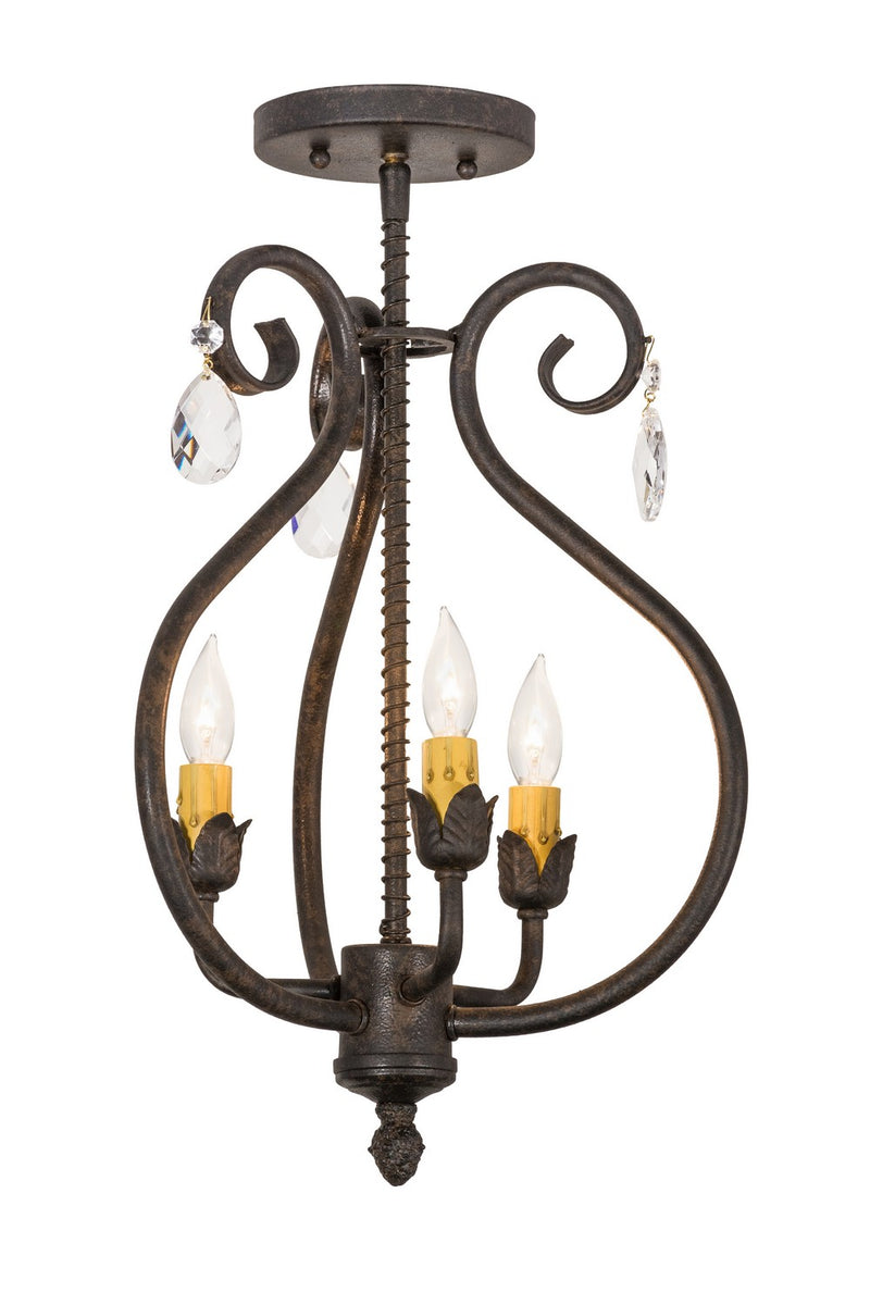 Meyda Tiffany 157891 Three Light Chandelier, Chestnut