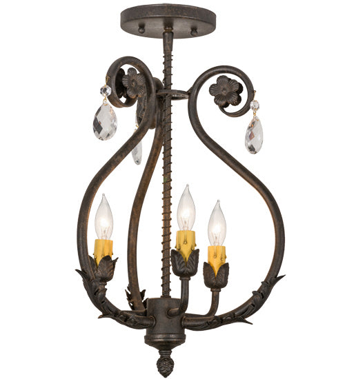 Meyda Tiffany 157893 Three Light Chandelier, Chestnut