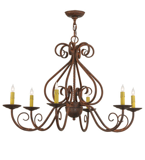 Meyda Tiffany 160224 Six Light Chandelier, Rusty Nail