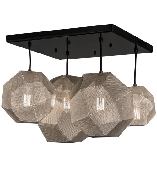 Meyda Tiffany 161911 Four Light Pendant, Mirror Black & Nickel