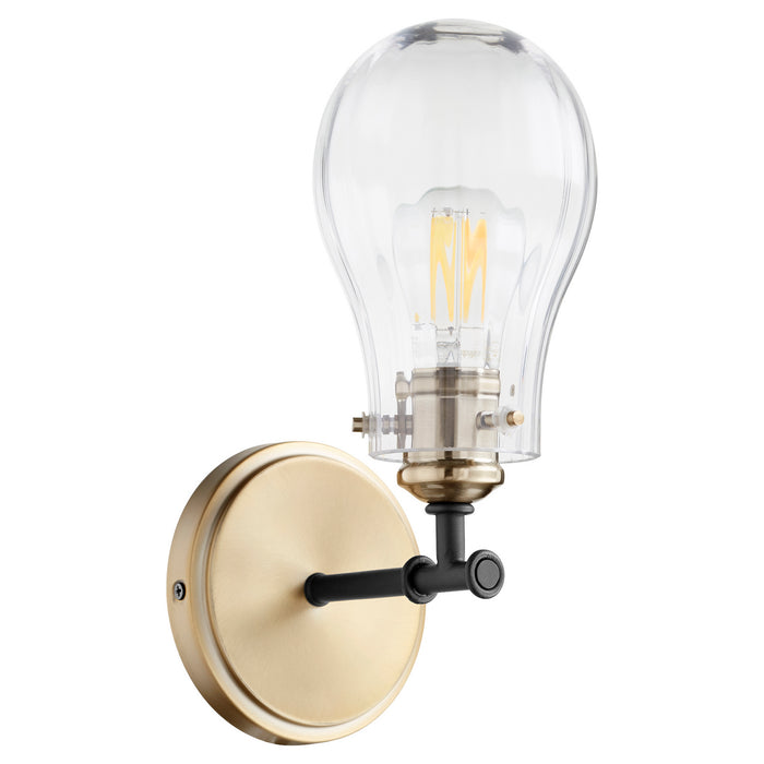 Quorum 511-1-69 One Light Wall Mount, Textured Black w/ Aged Brass