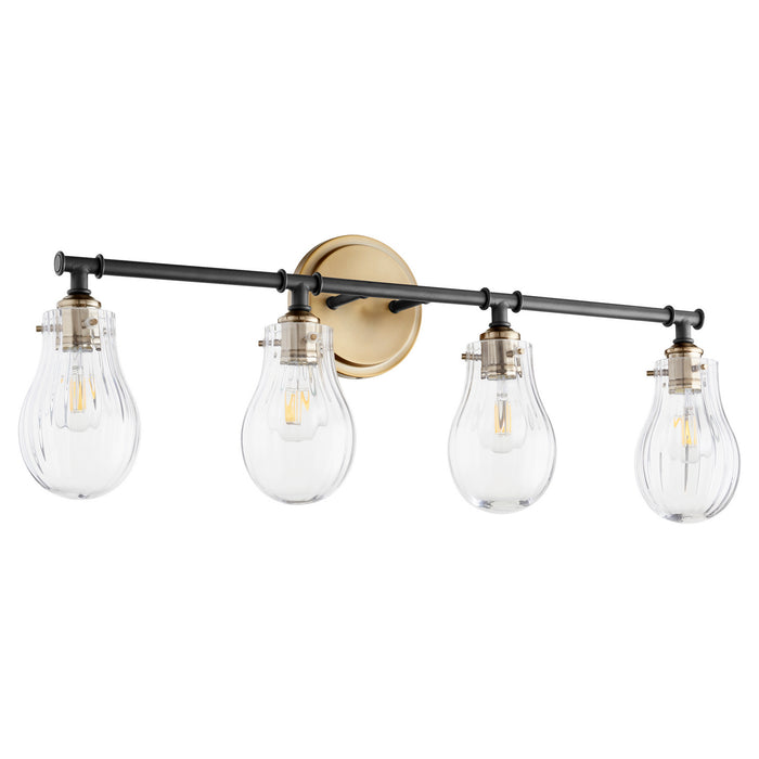 Quorum 511-4-69 Four Light Vanity, Textured Black w/ Aged Brass