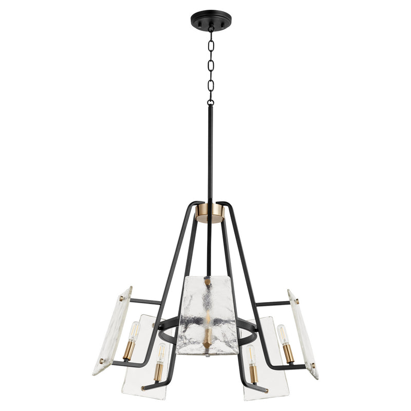 Quorum 637-5-69 Five Light Chandelier, Textured Black w/ Aged Brass