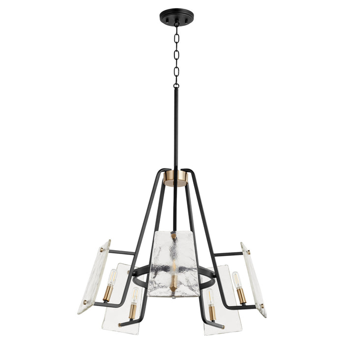 Quorum 637-5-69 Five Light Chandelier, Textured Black w/ Aged Brass