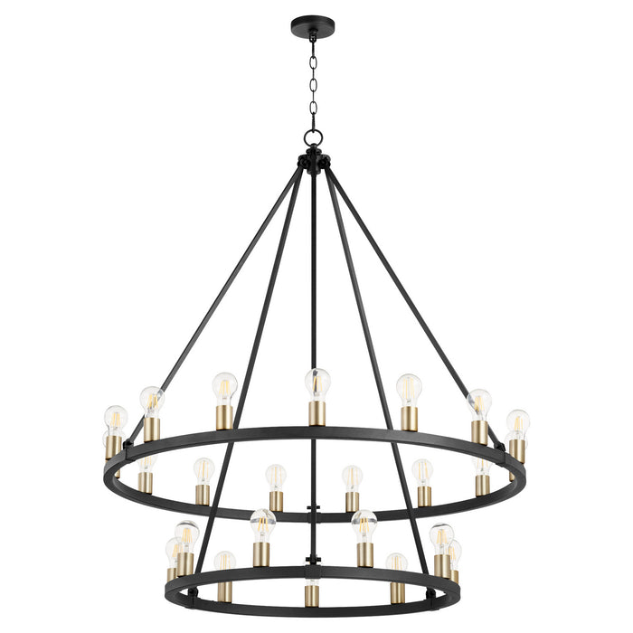 Quorum 64-24-6980 24 Light Chandelier, Textured Black w/ Aged Brass