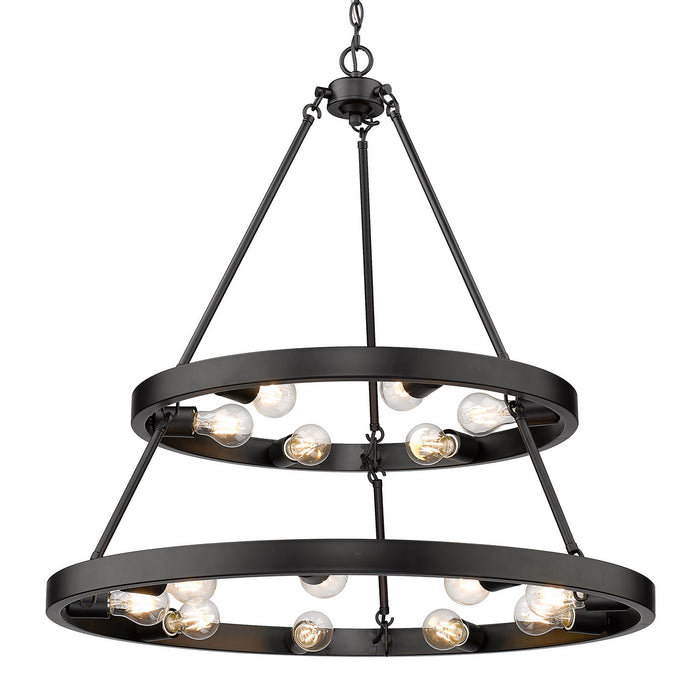 Golden 1019-69 BLK 15 Light Chandelier, Matte Black