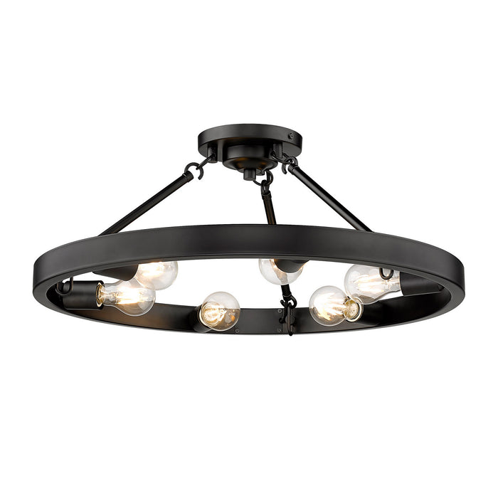 Golden 1019-6SF BLK Six Light Semi-Flush Mount, Matte Black