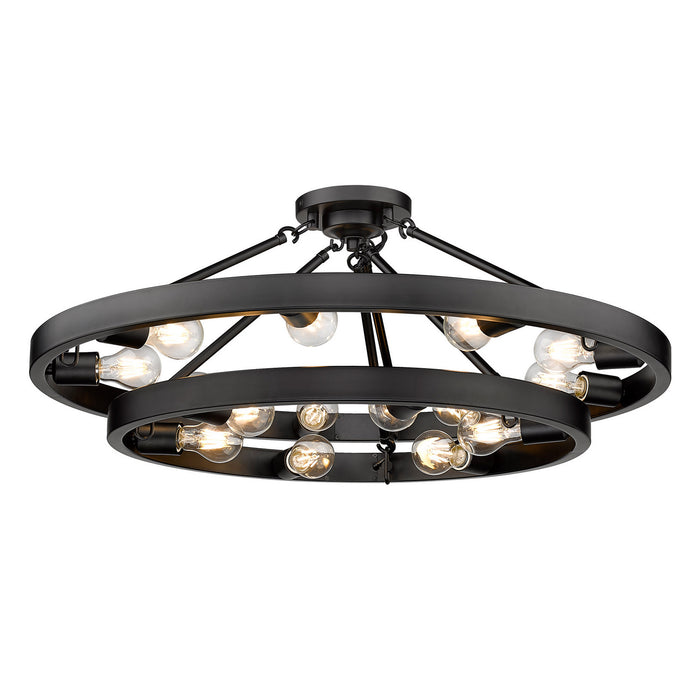Golden 1019-96SF BLK 15 Light Semi-Flush Mount, Matte Black