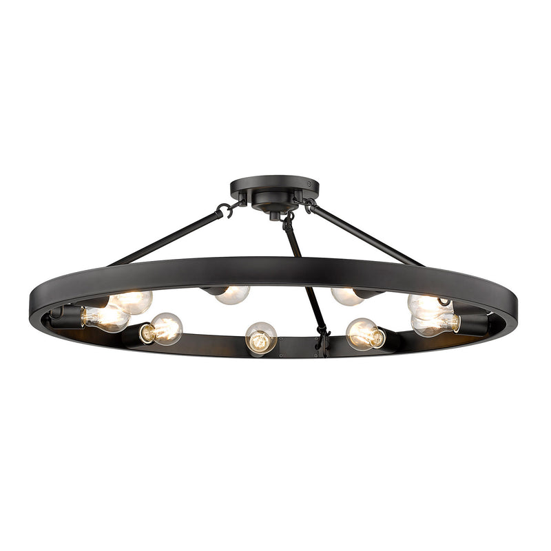Golden 1019-9SF BLK Nine Light Semi-Flush Mount, Matte Black