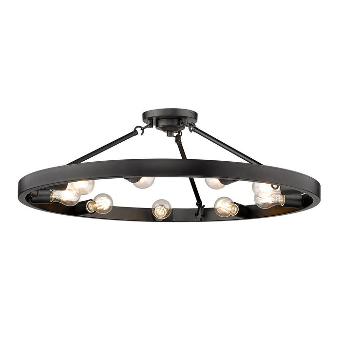 Golden 1019-9SF BLK Nine Light Semi-Flush Mount, Matte Black