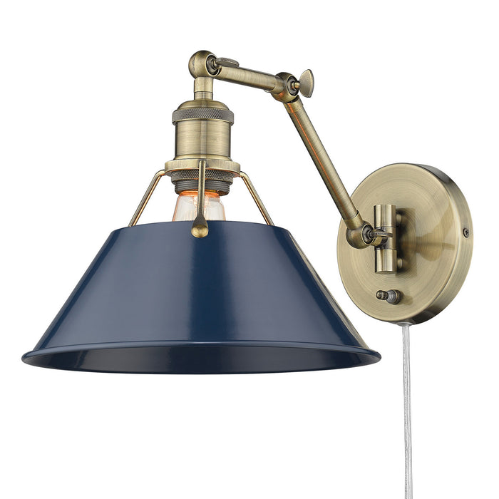 Golden 3306-A1W AB-NVY One Light Wall Sconce, Aged Brass