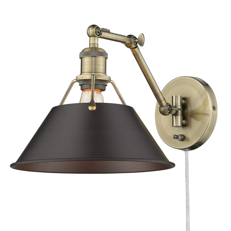 Golden 3306-A1W AB-RBZ One Light Wall Sconce, Aged Brass