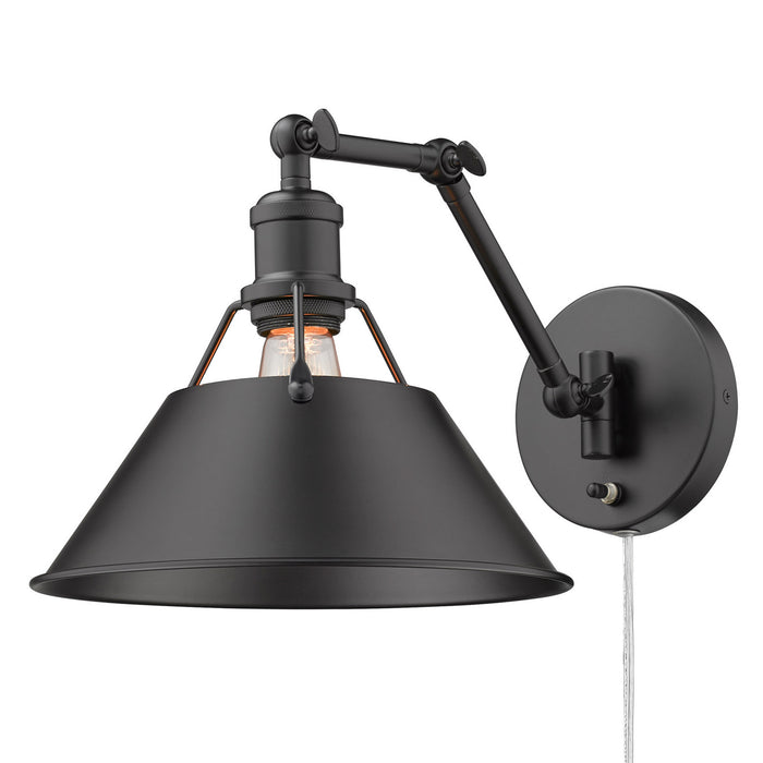Golden 3306-A1W BLK-BLK One Light Wall Sconce, Matte Black
