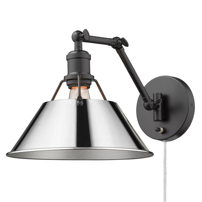 Golden 3306-A1W BLK-CH One Light Wall Sconce, Matte Black