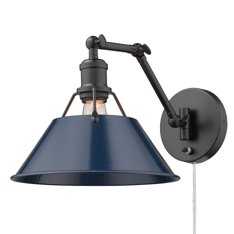 Golden 3306-A1W BLK-NVY One Light Wall Sconce, Matte Black
