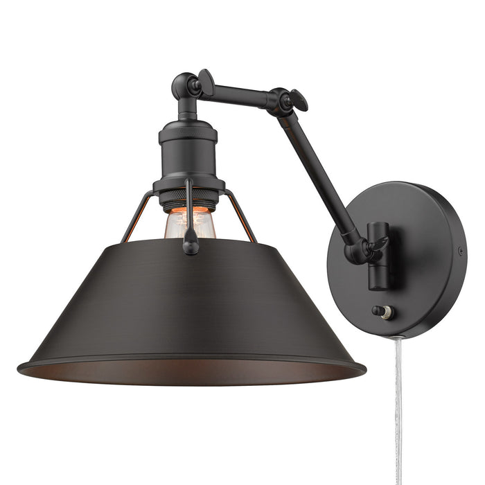 Golden 3306-A1W BLK-RBZ One Light Wall Sconce, Matte Black