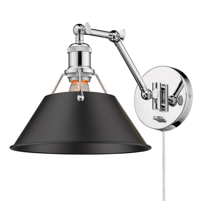 Golden 3306-A1W CH-BLK One Light Wall Sconce, Chrome