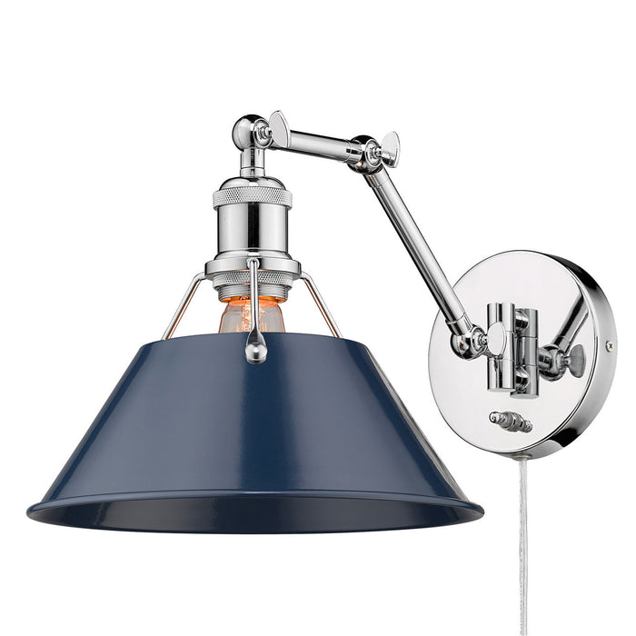 Golden 3306-A1W CH-NVY One Light Wall Sconce, Chrome