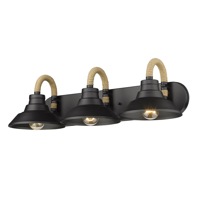 Golden 3318-BA3 NB Three Light Bath Vanity, Natural Black