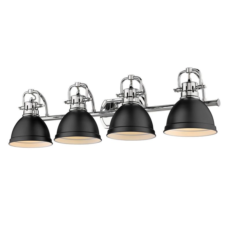 Golden 3602-BA4 CH-BLK Four Light Bath Vanity, Chrome