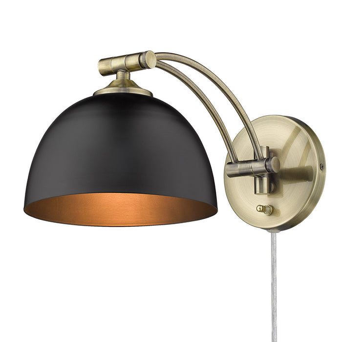 Golden 3688-A1W AB-BLK One Light Wall Sconce, Aged Brass