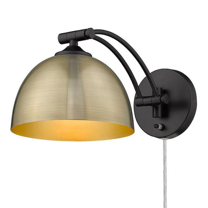 Golden 3688-A1W BLK-AB One Light Wall Sconce, Matte Black