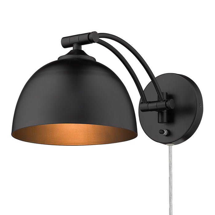 Golden 3688-A1W BLK-BLK One Light Wall Sconce, Matte Black