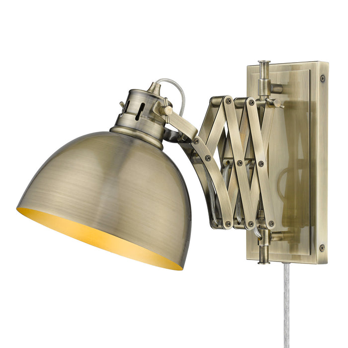 Golden 3824-A1W AB-AB One Light Wall Sconce, Aged Brass